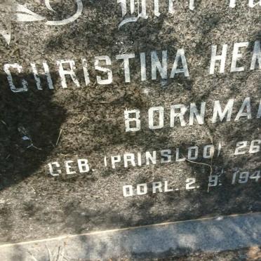 BORNMAN Christina Hendrietta nee PRINSLOO 1921-1944