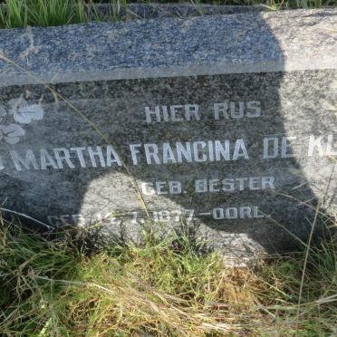 KLERK Martha Francina, de nee BESTER 1877-
