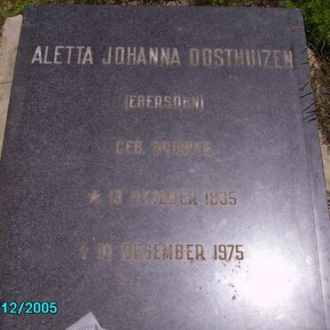 OOSTHUIZEN Aletta Johanna, formerly EBERSOHN nee BOUWER 1895-1975