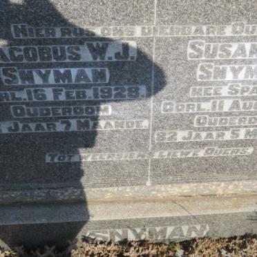 SNYMAN Jacobus W.J. -1928 &amp; Susanna C. SPAMER -1942