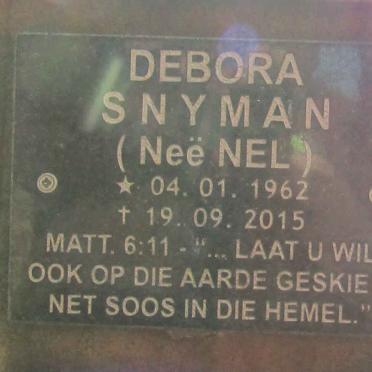SNYMAN Debora nee NEL 1962-2015