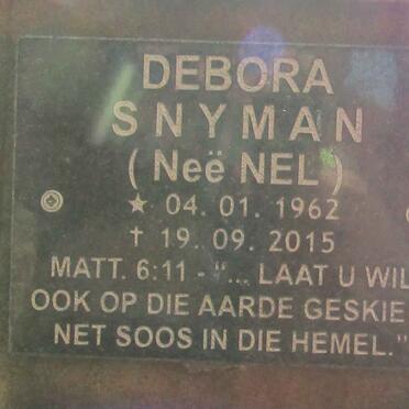 SNYMAN Debora nee NEL 1962-2015