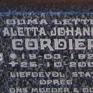 CORDIER Aletta Johanna 1925-2009