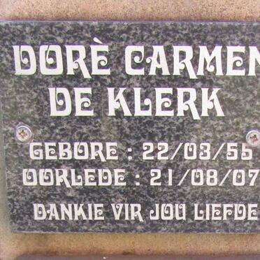KLERK Dorè Carmen, de 1955-2007