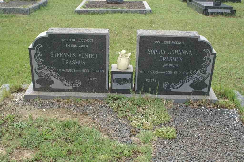 ERASMUS Stefanus Venter 1902-1963 &amp; Sophia Johanna DE BRUYN 1913-1971