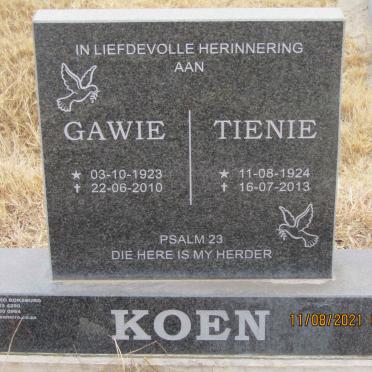 KOEN Gawie 1923-2010 &amp; Tienie 1924-2013