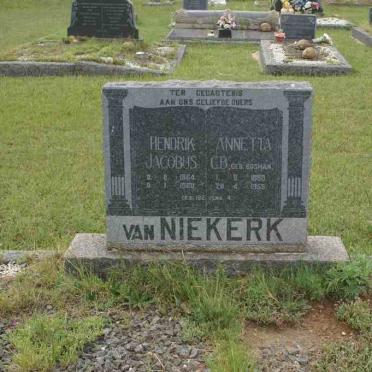 NIEKERK Hendrik Jacobus, van 1864-1968 &amp; Annetta G.B. BOSMAN 1880-1955