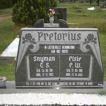 PRETORIUS Snyman I.S. 1911-1993 &amp; Elsie E.W. 1916-2002