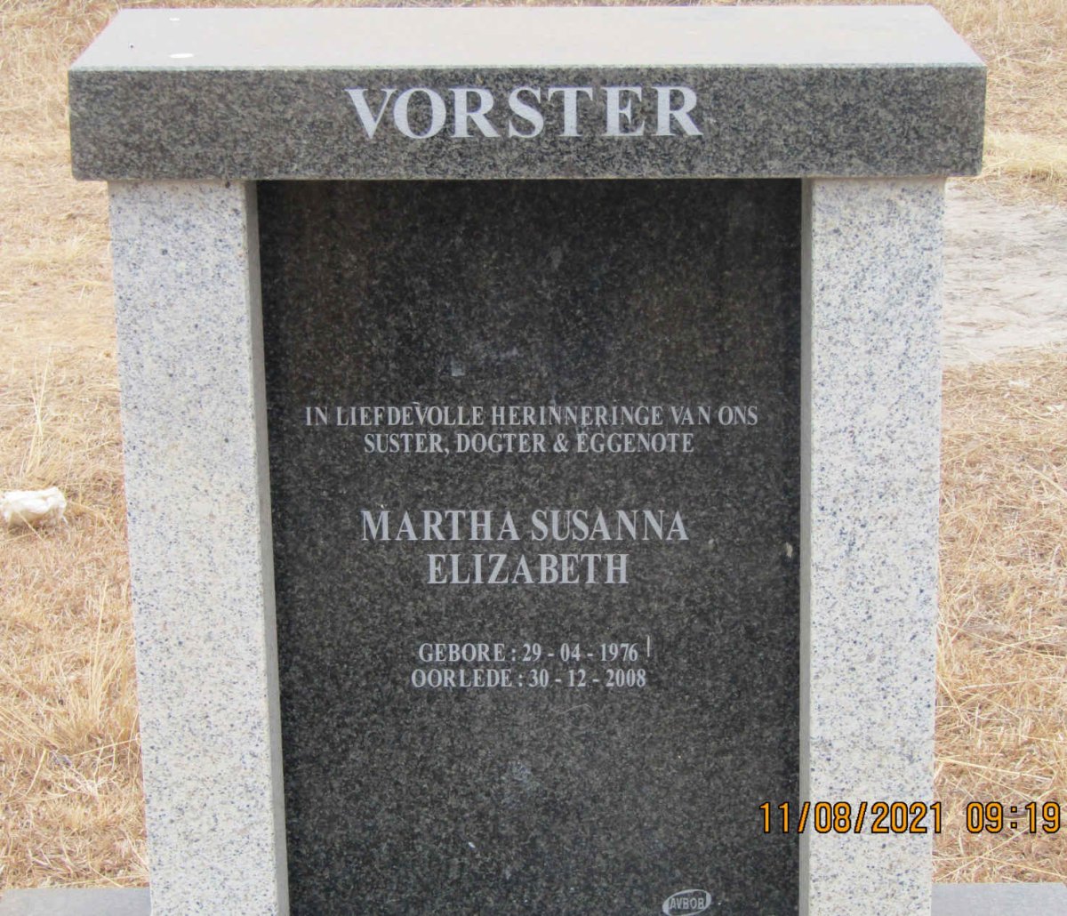 VORSTER Martha Susanna Elizabeth 1976-2008