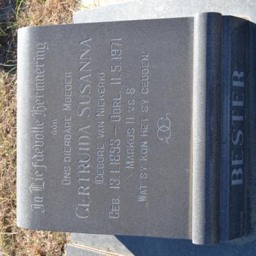 BESTER Gertruida Susanna nee VAN NIEKERK 1893-1971