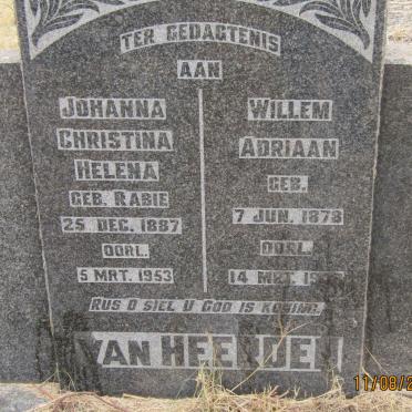 HEERDEN Willem Adriaan, van 1878-19?6 &amp; Johanna Christina Helena RABIE 1887-1953