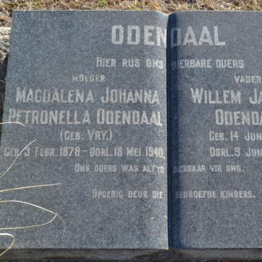 ODENDAAL Willem Jacobus 1872-1941 &amp; Magdalena Johanna Petronella VRY 1878-1940