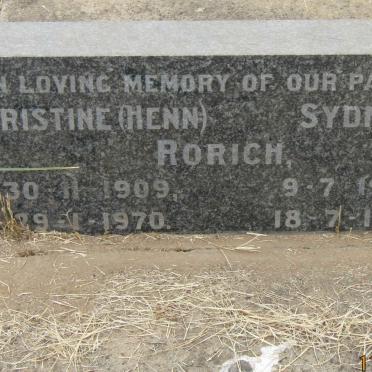 RORICH Sydney 1906-1974 &amp; Christine HENN 1909-1970