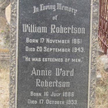 ROBERTSON William 1861-1943 &amp; Annie Ward 1886-1953