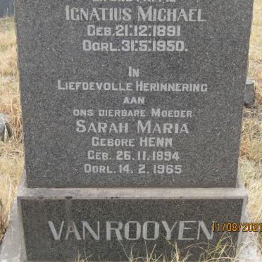 ROOYEN Ignatius Michael, van 1891-1950 &amp; Sarah Maria HENN 1894-1965