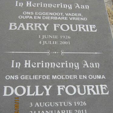 FOURIE Barry 1926-2001 &amp; Dolly 1926-2011