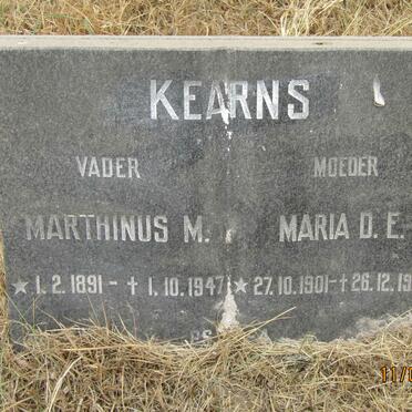 KEARNS Marthinus M. 1891-1947 &amp; Maria D. E. 1901-1962