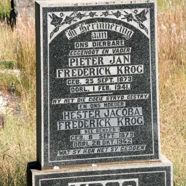 KROG Pieter Jan Frederick 1873-1941 & Hester Jacoba Frederick BEKKER 1879-1962