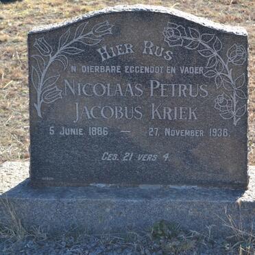KRIEK Nicolaas Petrus Jacobus 1886-1938