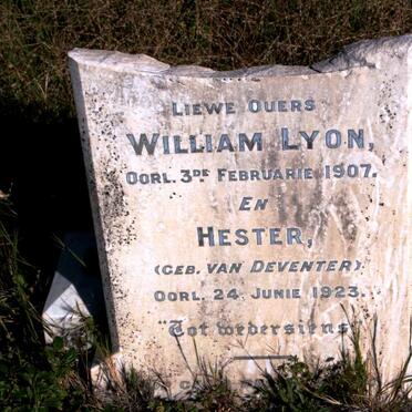 LYON William -1907 & Hester VAN DEVENTER -1923