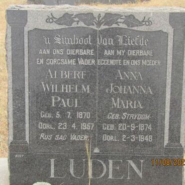 LUDEN Albert Wilhelm Paul 1870-1957 &amp;  Anna Johanna Maria STRYDOM 1874-1948