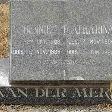 MERWE Hennie, van der 1903-1988 &amp; Catharina 1904-1992