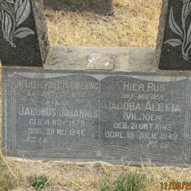 MERWE Jacobus Johannes, van der 1879-1946 &amp; Jacoba Aletta VILJOEN 1883-1949 
