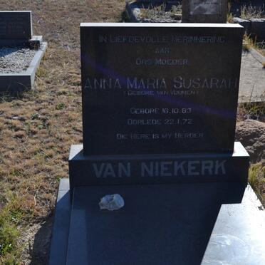 NIEKERK Anna Maria Susarah, van nee VAN VUUREN 1883-1972