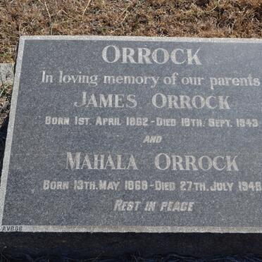 ORROCK James 1862-1943 &amp; Mahala 1868-1948