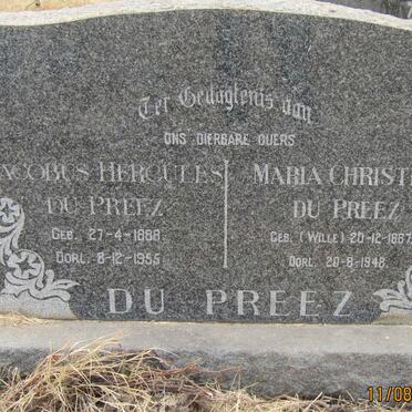 PREEZ Jacobus Hercules, du 1888-1955 &amp; Maria Christina WILLE 1887-1948
