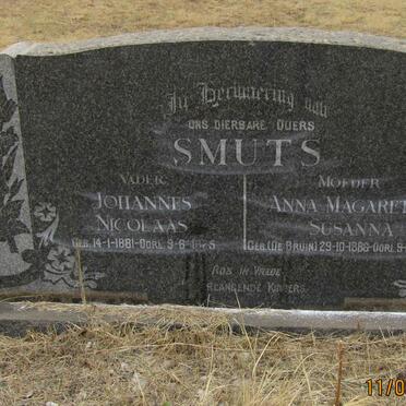 SMUTS Johannes Nicolaas 1881-1925 &amp; Anna Magaretha Susanna DE BRUIN 1886-1948