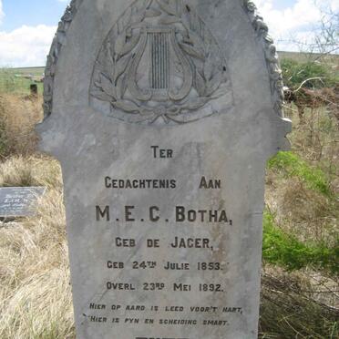 BOTHA M.E.C. nee DE JAGER 1853-1892