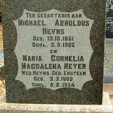 HEYNS Michiel Arnoldus 1861-1902 &amp; Maria Cornelia Magdalena MEYER nee EKSTEEN wed. HEYNS 1869-1954
