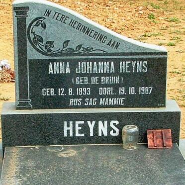 HEYNS Anna Johanna Heyns nee DE BRUIN 1893-1987