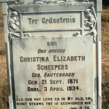 SCHEEPERS Christina Elizabeth nee RAUTENBACH 1871-1934