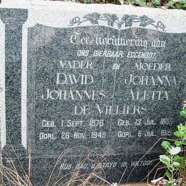 VILLIERS David Johannes, de 1876-1949 &amp; Johanna Aletta 1885-1919
