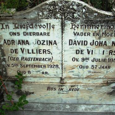 VILLIERS David Johannes, de -1889 &amp; Adriana Jozina RAUTENBACH -1928