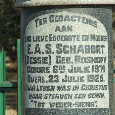 SCHABORT P.J. 1865-1942 &amp; E.A.S. BOSHOFF 1871-1925 :: SCHABORT Sibella Margaretha 1900-1902