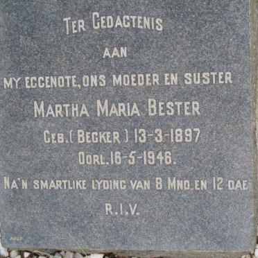 BESTER Martha Maria nee BECKER  1897-1946