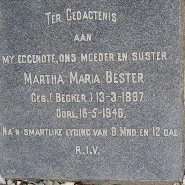 BESTER Martha Maria nee BECKER  1897-1946