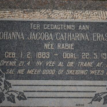 ERASMUS Johanna Jacoba Catharina nee RABIE 1883-1967