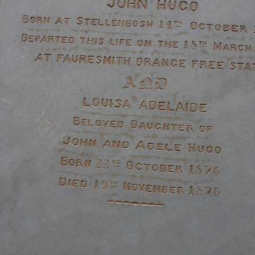 HUGO John 1844-1878 :: HUGO Louisa Adelaide 1876-1876