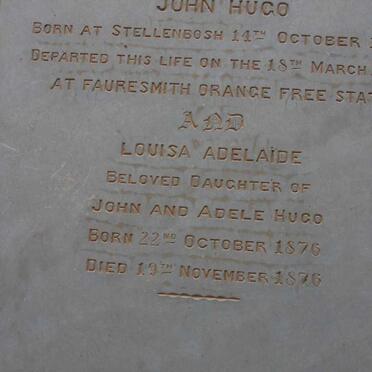 HUGO John 1844-1878 :: HUGO Louisa Adelaide 1876-1876