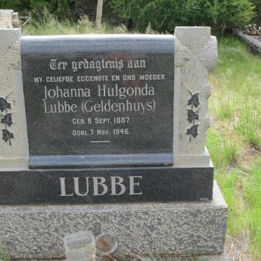 LUBBE Johanna Hulgonda nee GELDENHUYS 1887-1946
