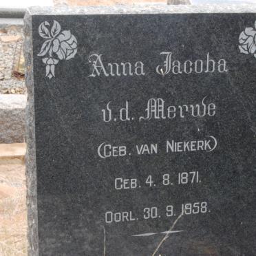 MERWE Anna Jacoba, van der nee VAN NIEKERK 1871-1958