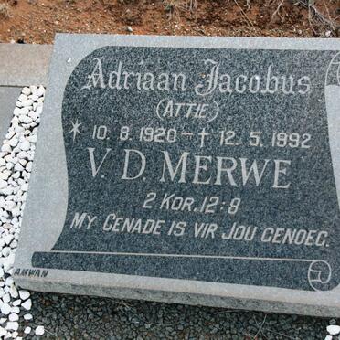 MERWE Adriaan Jacobus, v.d. 1920-1992