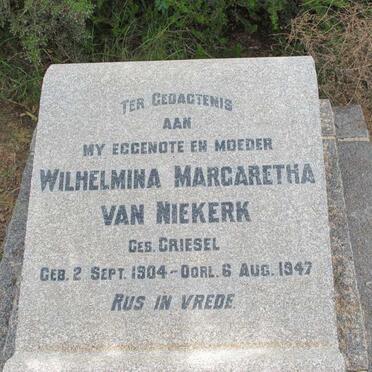 NIEKERK Wilhelmina Margaretha, van nee GRIESEL 1904-1947