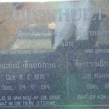 OOSTHUIZEN Daniel Jacobus 1878-1914 &amp; Herculina Johanna MARAIS 1883-1963