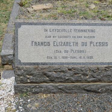 PLESSIS Francis Elizabeth, du nee DU PLESSIS 1888-1938