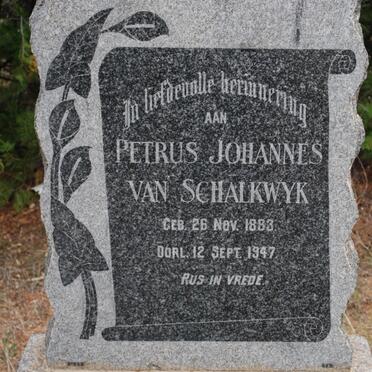 SCHALKWYK Petrus Johannes, van 1883-1947